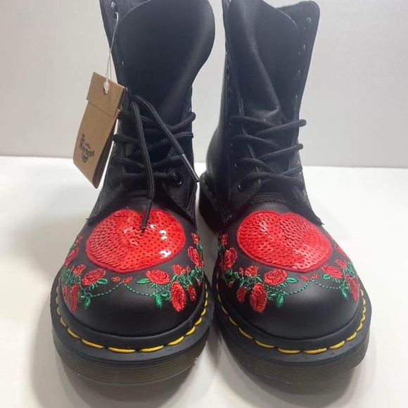 Dr. Martens 1460 Pascal Sequin Hearts Boots - Picture 6 of 12
